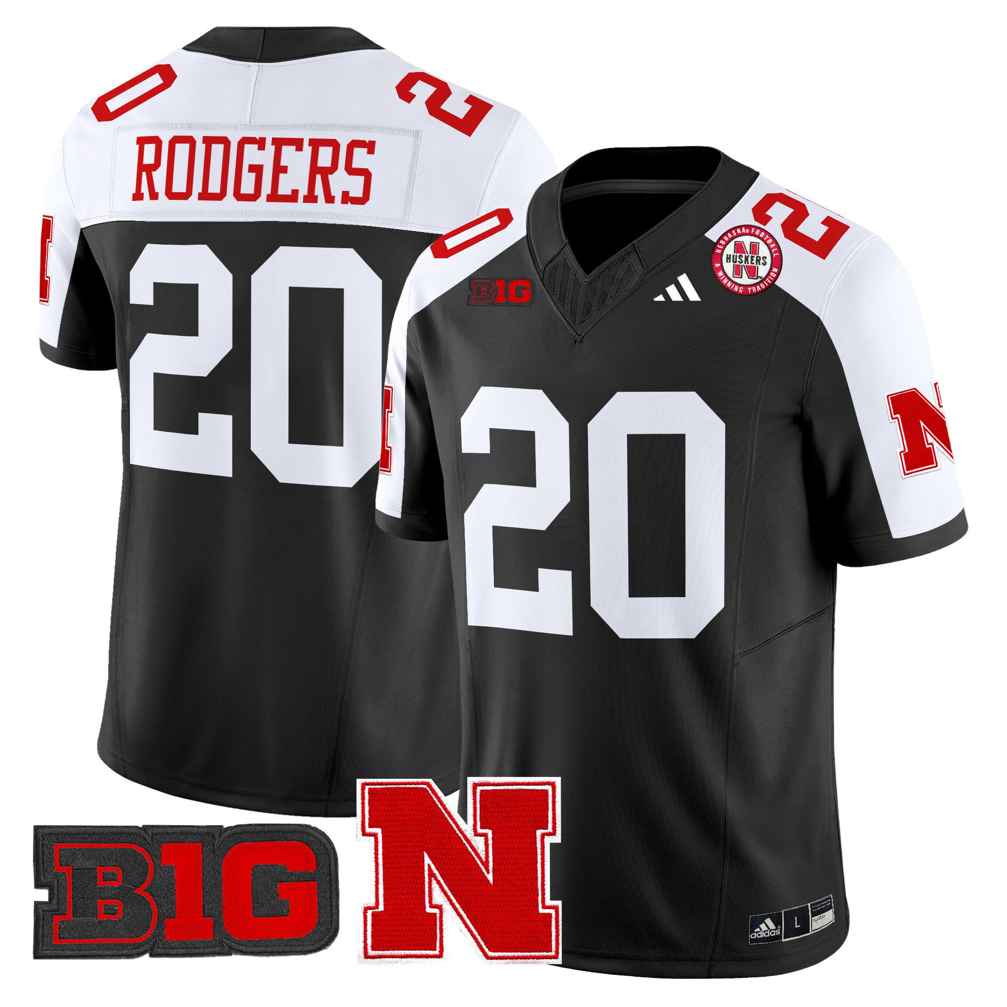 Men Nebraska Cornhuskers #20 Rodgers Black 2024 Vapor Limited NCAA Jersey->ncaa teams->NCAA Jersey
